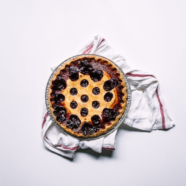 whole baked sour cherry pie